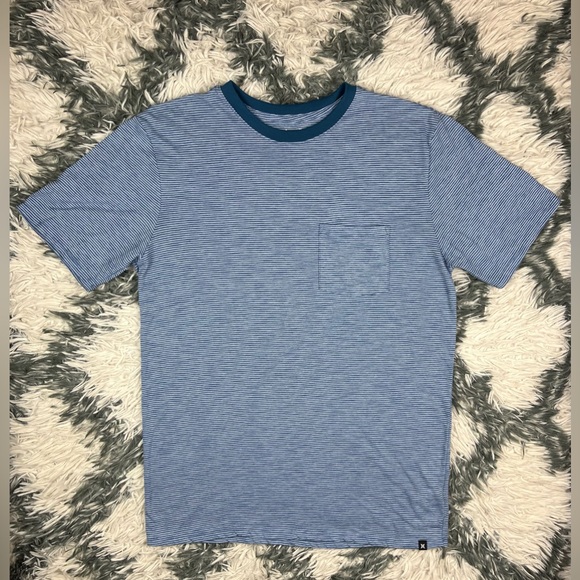 Hurley Men's Crew Neck Pocket Short Sleeve T-Shirt Size Medium Blue Striped - Picture 1 of 9